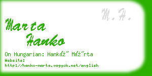 marta hanko business card